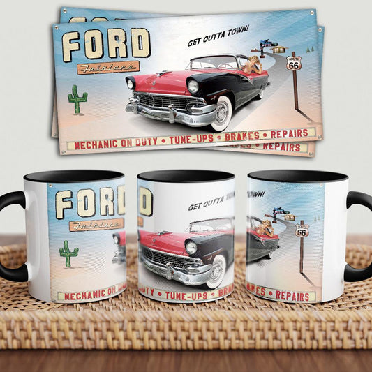 Ford Fairline "To Toner" Vintage Keramisk Krus-Krus-Ford-Garage Culture Shop- garage - man cave - merchandise