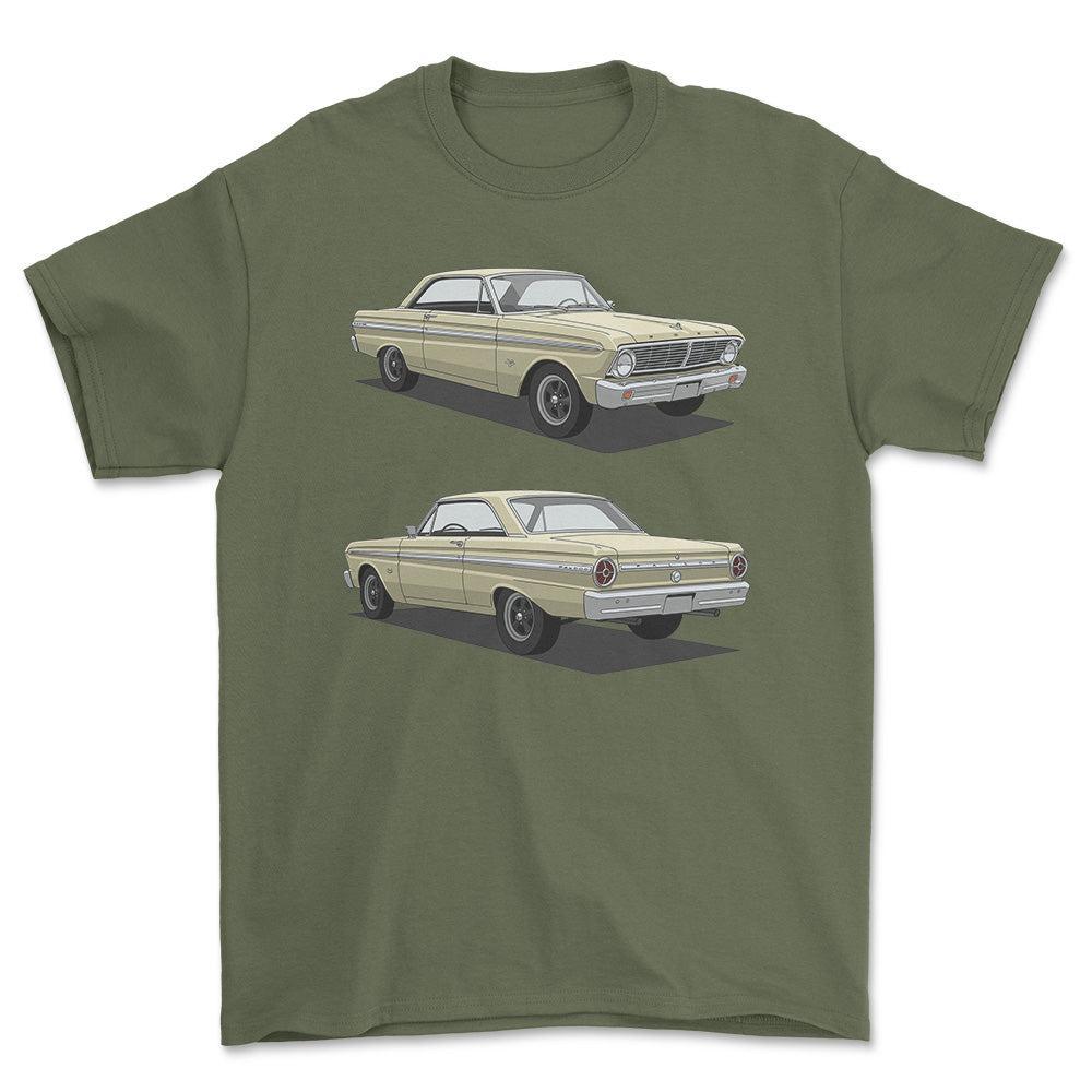 Ford Falcon 1965 - Unisex T-Shirt-Beklædning-Ford-Grøn Militær-S-Forside-Garage Culture Shop- garage - man cave - merchandise