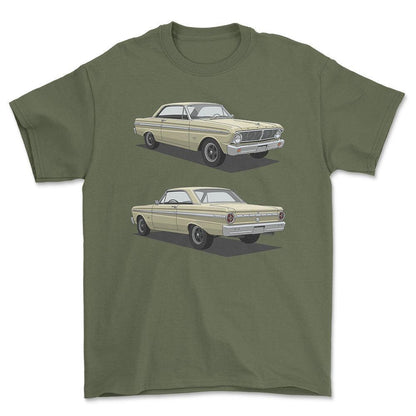 Ford Falcon 1965 - Unisex T-Shirt-Beklædning-Ford-Grøn Militær-S-Forside-Garage Culture Shop- garage - man cave - merchandise