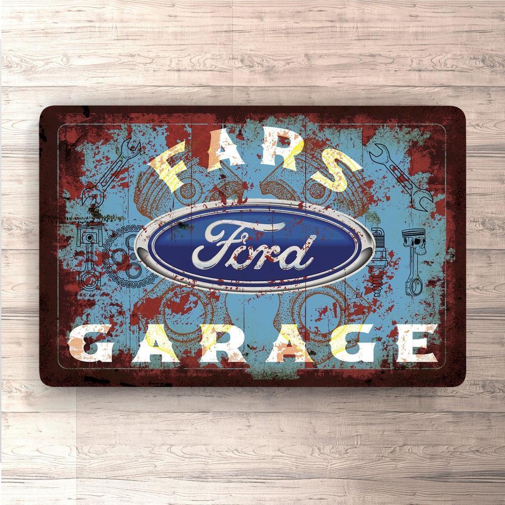Ford Fars Garage Vintage Skilte, Musemåtte, Dørmåtte , Plakat-Skilte-Ford-Garage Culture Shop- garage - man cave - merchandise