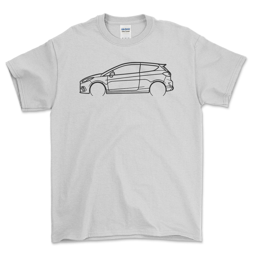 Ford Fiesta ST 2018 Outline - Unisex T-Shirt , Bomuld-Beklædning-Ford-Hvid-S-Garage Culture Shop- garage - man cave - merchandise