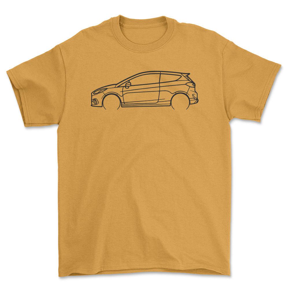 Ford Fiesta ST 2018 Outline - Unisex T-Shirt , Bomuld-Beklædning-Ford-Guld-S-Garage Culture Shop- garage - man cave - merchandise