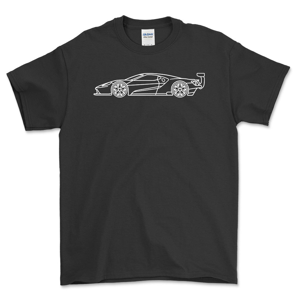 Ford GT Le Mans Outline - Unisex T-Shirt , Bomuld-Beklædning-Ford-Sort-S-Garage Culture Shop- garage - man cave - merchandise