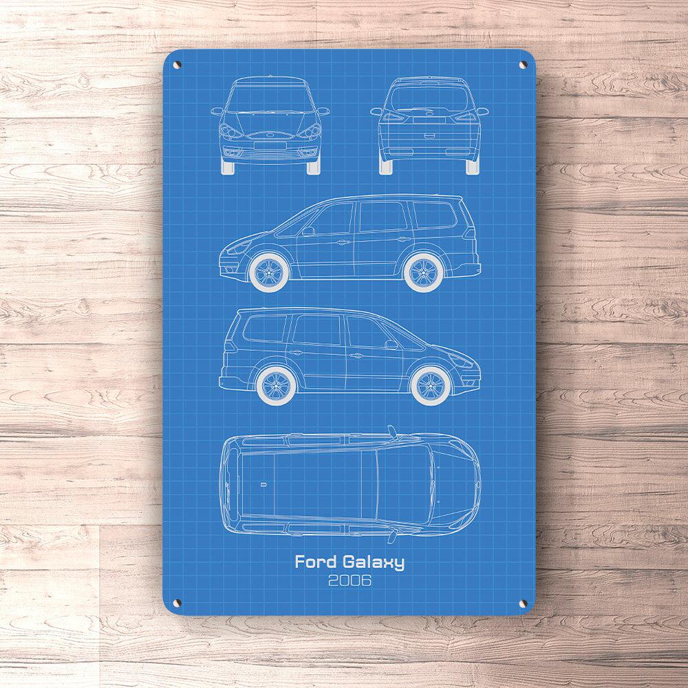 Ford Galaxy 2006 Blueprint Skilte, Musemåtte, Dørmåtte , Plakat-Blueprint-Ford-Garage Culture Shop- garage - man cave - merchandise