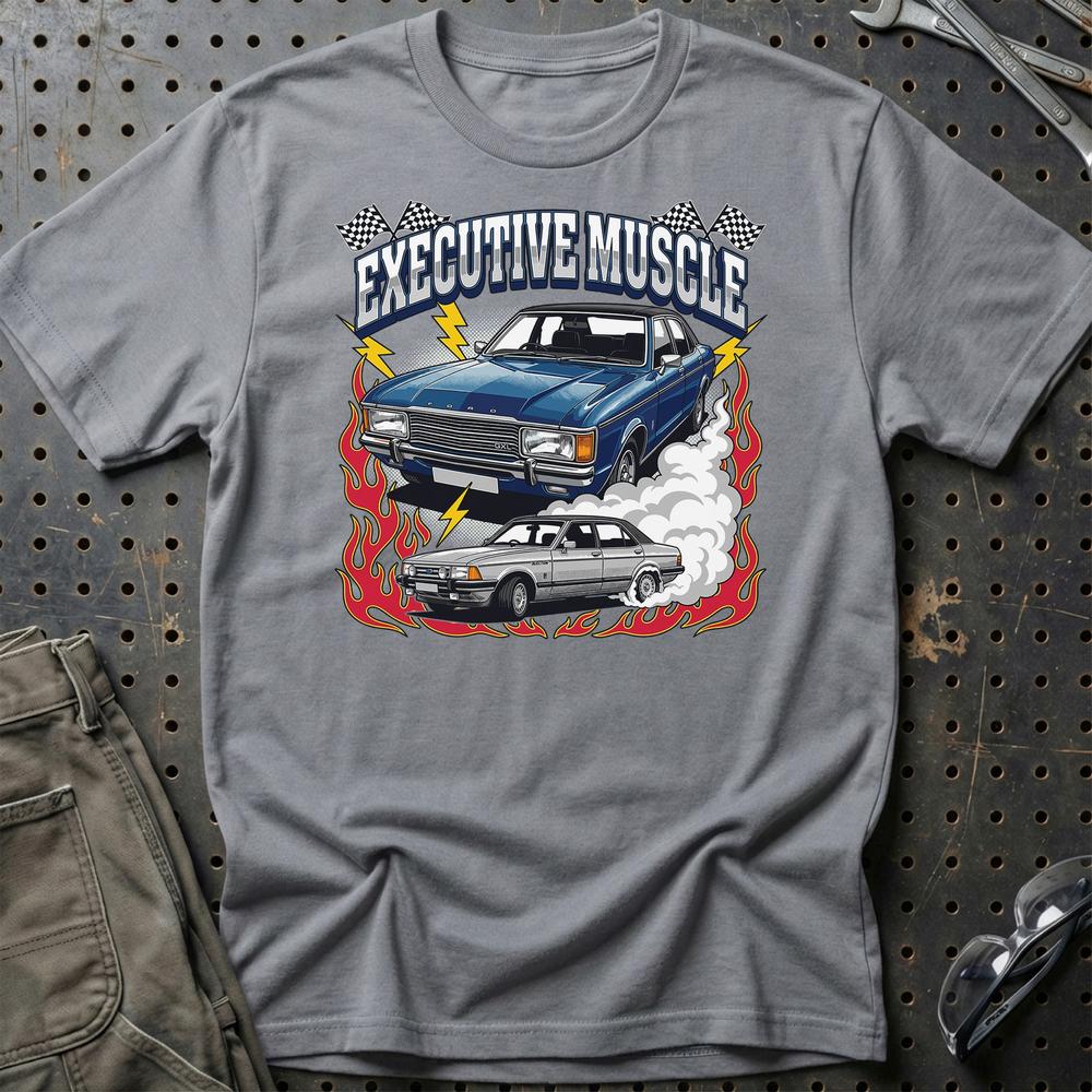 Ford Granada Executive Muscle Classic 70s Sedan T-Shirt-Beklædning-Ford-Grå Sport-S-Garage Culture Shop- garage - man cave - merchandise