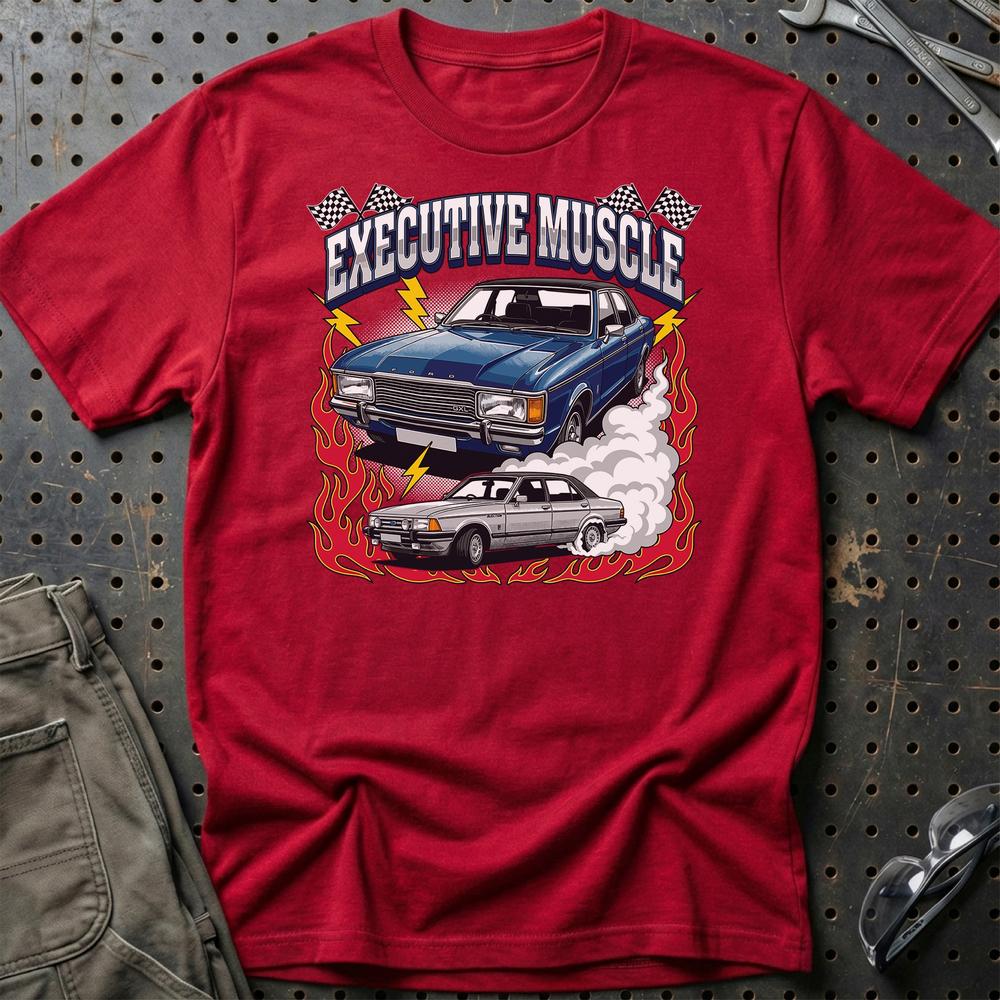 Ford Granada Executive Muscle Classic 70s Sedan T-Shirt-Beklædning-Ford-Rød-S-Garage Culture Shop- garage - man cave - merchandise