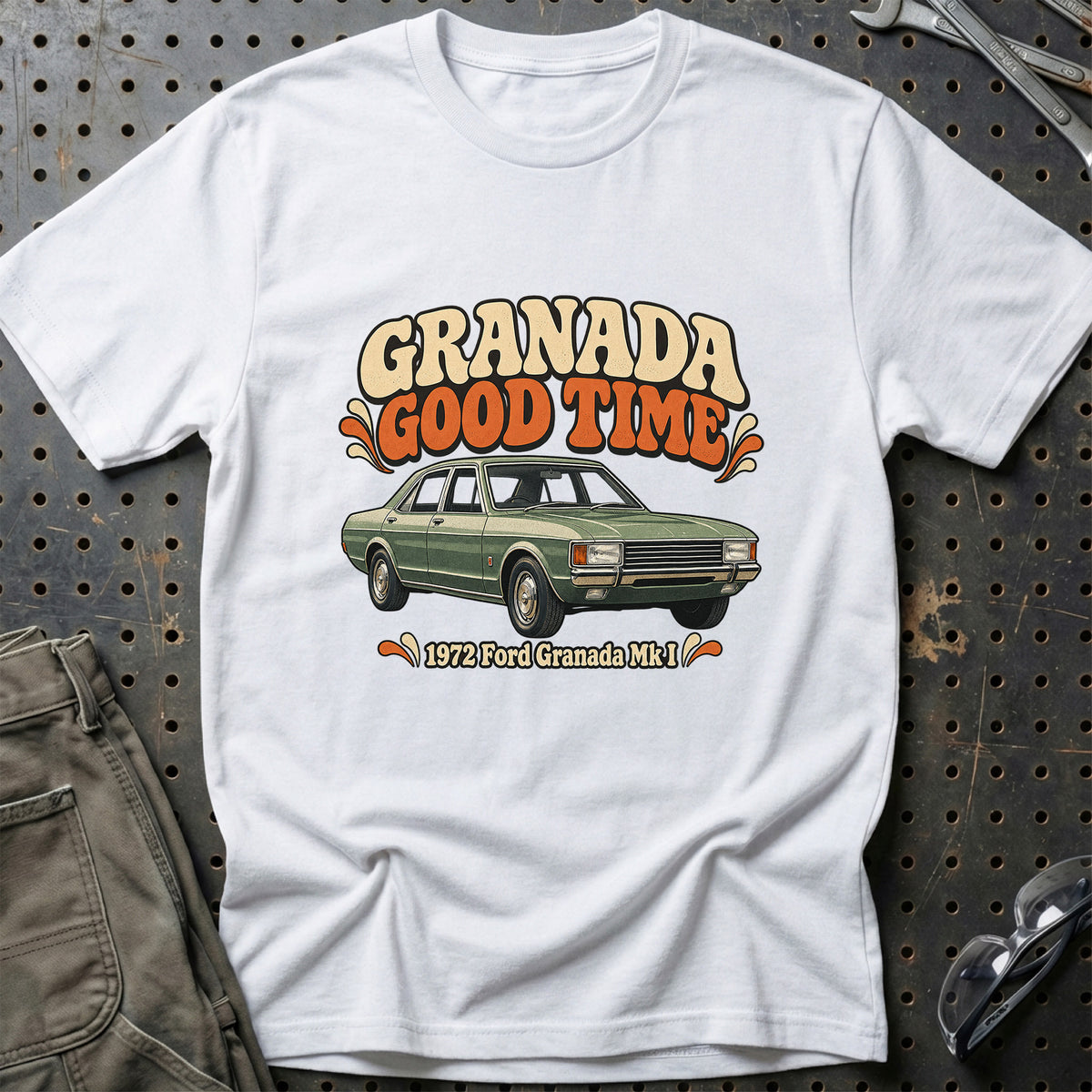 
Ford Granada Mk I 1972 – Granada Good Time T-Shirt – Hvid