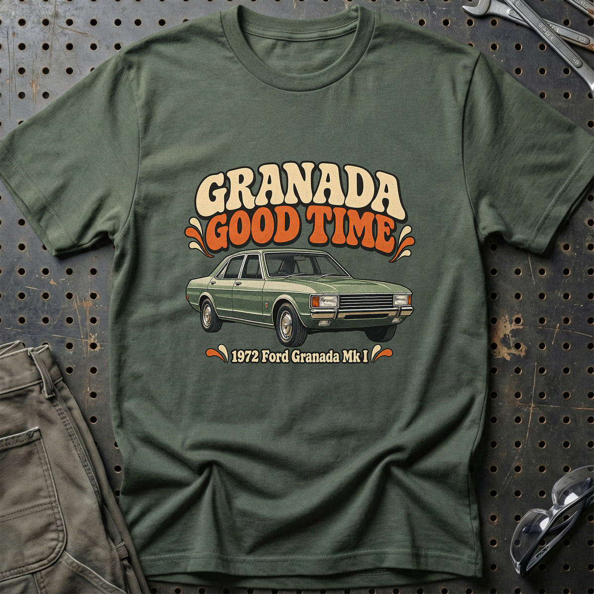 
Ford Granada Mk I 1972 – Granada Good Time T-Shirt – Grøn Militær