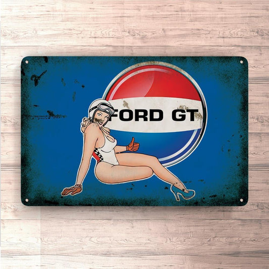 Ford Gt Pin-Up Vintage Skilte, Musemåtte, Dørmåtte , Plakat-Skilte-Ford-Garage Culture Shop- garage - man cave - merchandise