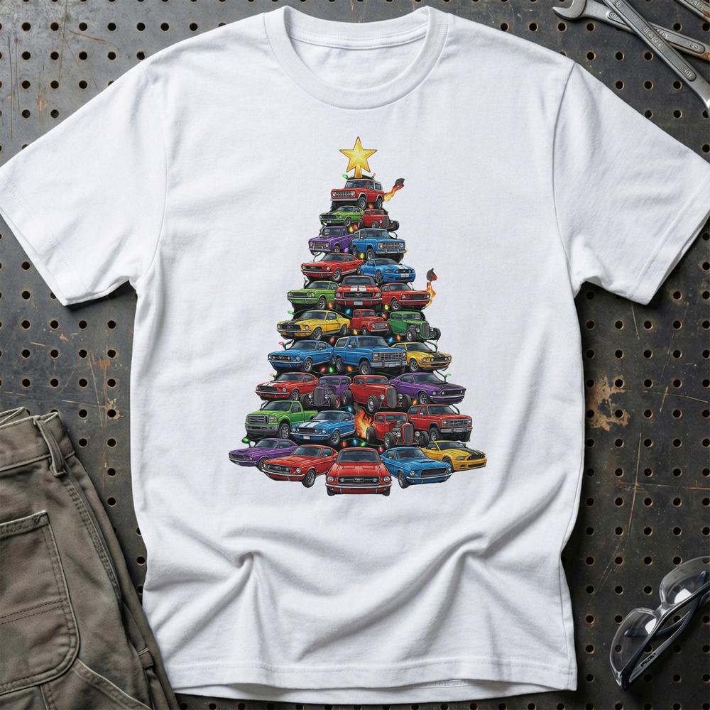 Ford Juletræ Christmas Tree - Unisex T-Shirt-Beklædning-Ford-Hvid-S-Garage Culture Shop- garage - man cave - merchandise