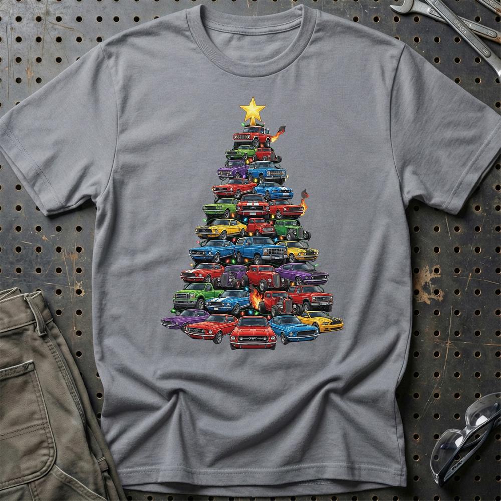 Ford Juletræ Christmas Tree - Unisex T-Shirt-Beklædning-Ford-Grå Sport-S-Garage Culture Shop- garage - man cave - merchandise