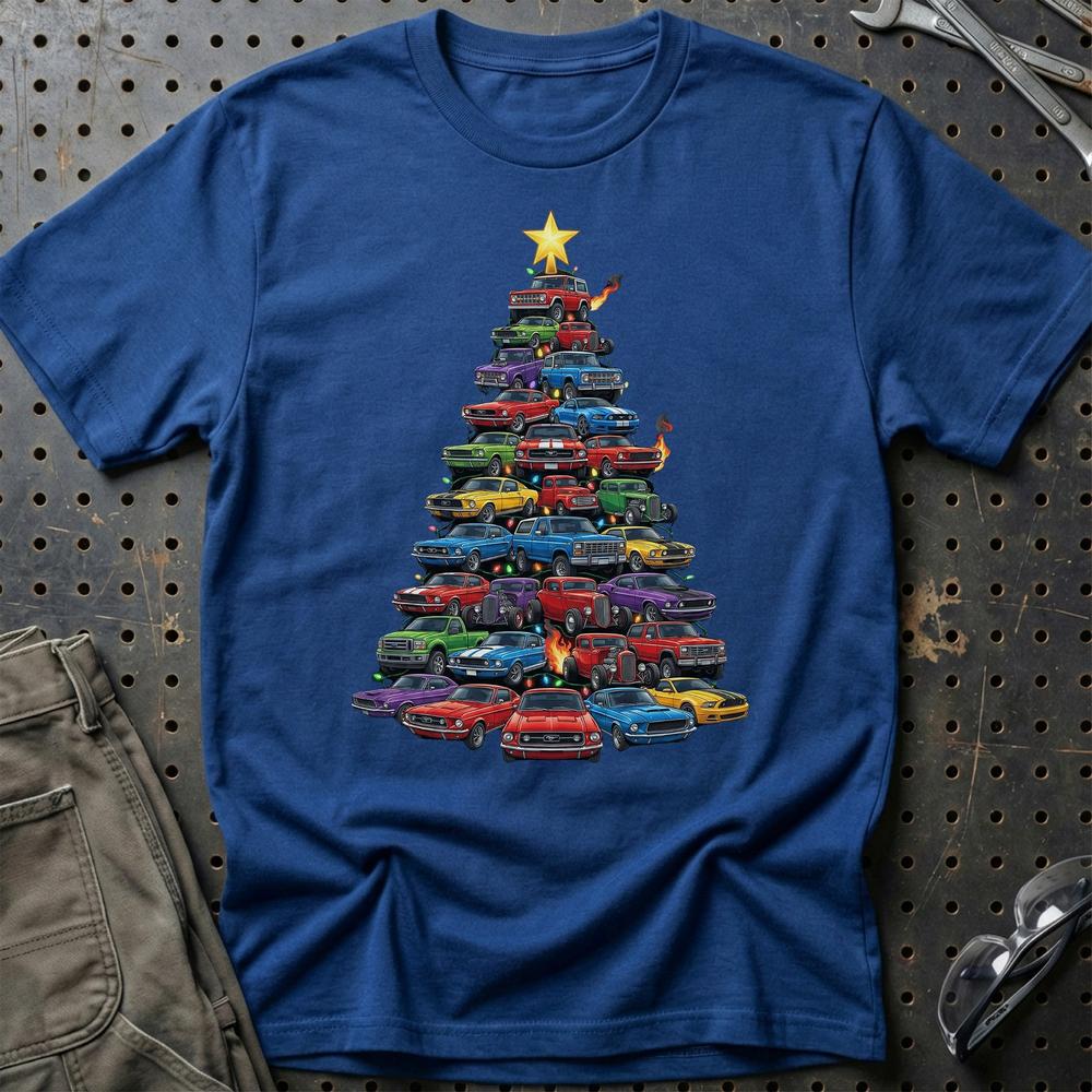 Ford Juletræ Christmas Tree - Unisex T-Shirt-Beklædning-Ford-Blå Royal-S-Garage Culture Shop- garage - man cave - merchandise