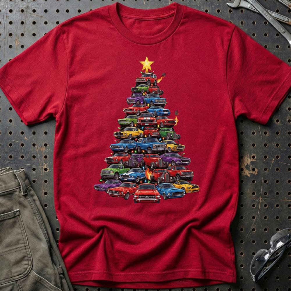 Ford Juletræ Christmas Tree - Unisex T-Shirt-Beklædning-Ford-Rød-S-Garage Culture Shop- garage - man cave - merchandise