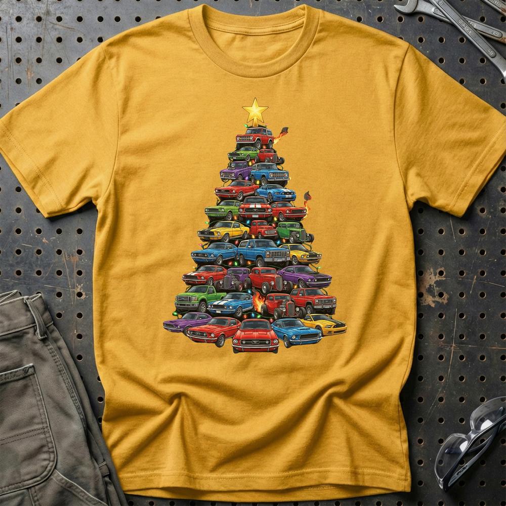 Ford Juletræ Christmas Tree - Unisex T-Shirt-Beklædning-Ford-Guld-S-Garage Culture Shop- garage - man cave - merchandise