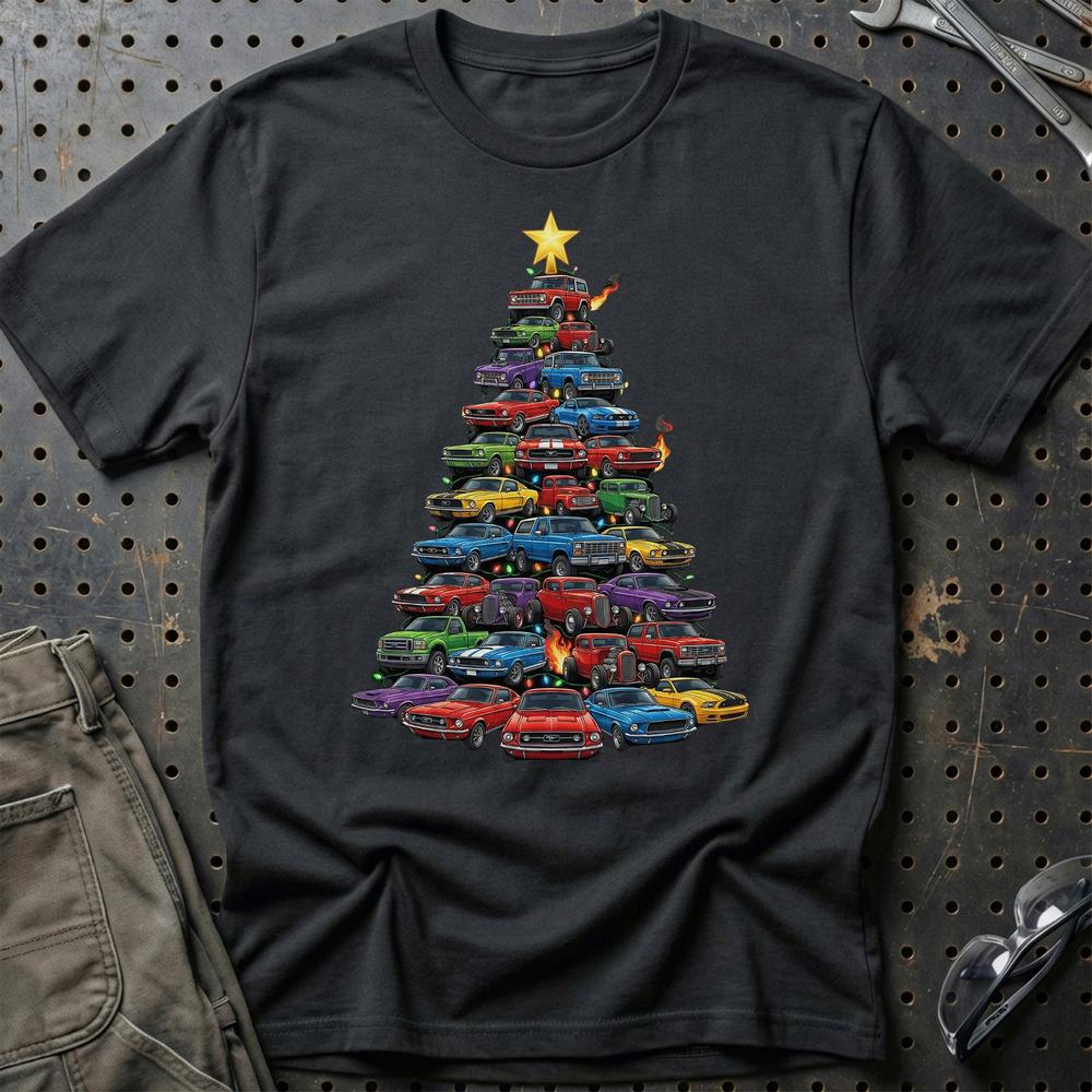 Ford Juletræ Christmas Tree - Unisex T-Shirt-Beklædning-Ford-Sort-S-Garage Culture Shop- garage - man cave - merchandise