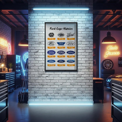 Ford Logo Histoire Skilte, Musemåtte, Dørmåtte-Skilte-Ford-Garage Culture Shop- garage - man cave - merchandise
