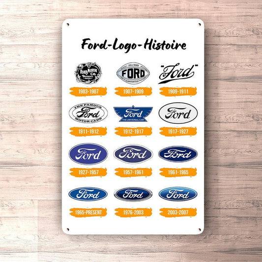 Ford Logo Histoire Skilte, Musemåtte, Dørmåtte , Plakat-Skilte-Ford-Garage Culture Shop- garage - man cave - merchandise