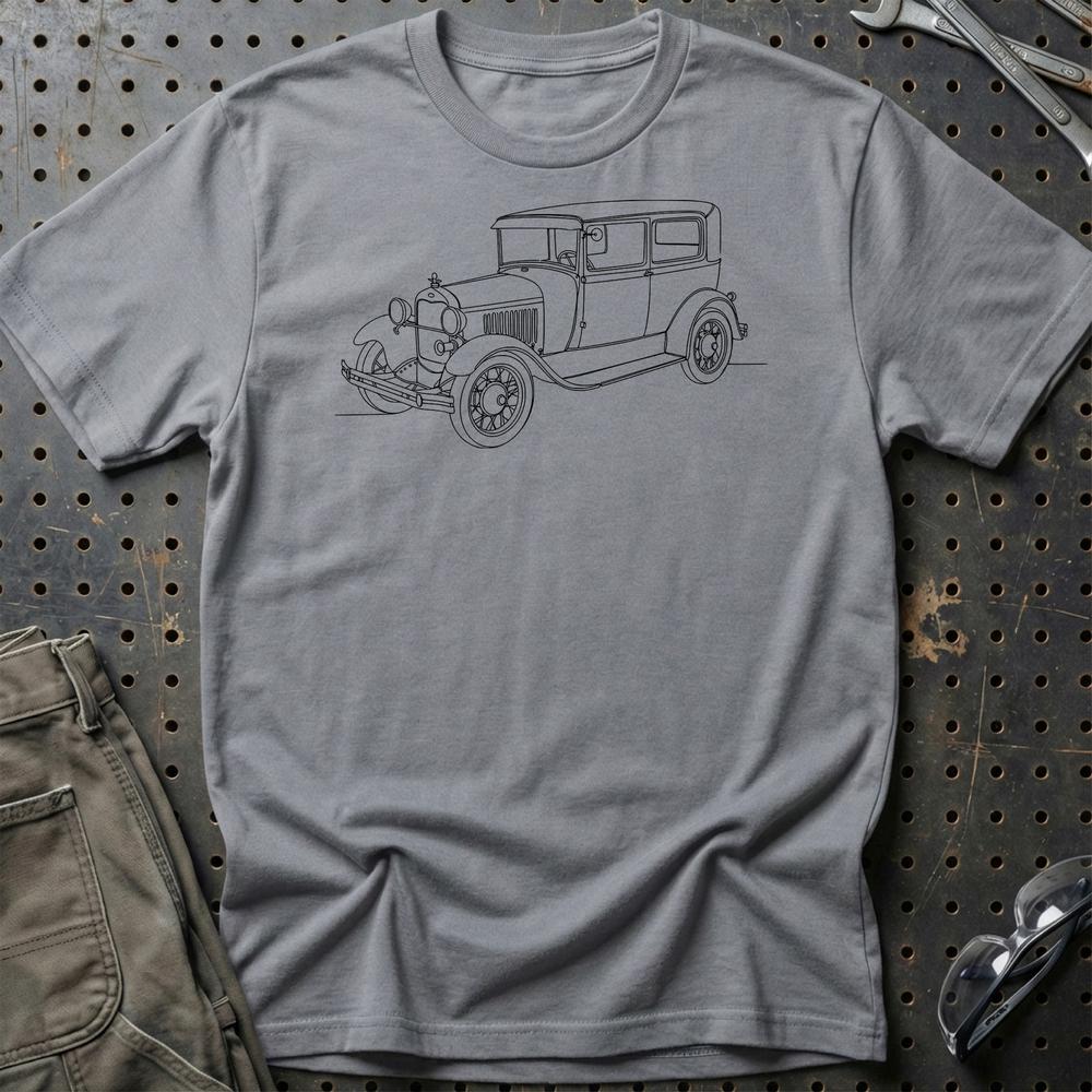 Ford Model A Tudor Sedan - One Line Style Unisex T-Shirt-Beklædning-Ford-Grå Sport-S-Garage Culture Shop- garage - man cave - merchandise