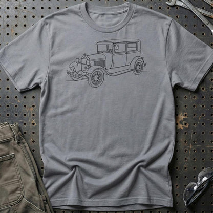 Ford Model A Tudor Sedan - One Line Style Unisex T-Shirt-Beklædning-Ford-Grå Sport-S-Garage Culture Shop- garage - man cave - merchandise