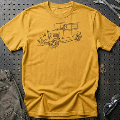 Ford Model A Tudor Sedan - One Line Style Unisex T-Shirt-Beklædning-Ford-Guld-S-Garage Culture Shop- garage - man cave - merchandise