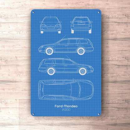 Ford Mondeo Turier 2000 Blueprint Skilte, Musemåtte, Dørmåtte , Plakat-Blueprint-Ford-Garage Culture Shop- garage - man cave - merchandise