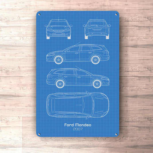 Ford Mondeo Turier 2007 Blueprint Skilte, Musemåtte, Dørmåtte-Blueprint-Ford-Garage Culture Shop- garage - man cave - merchandise