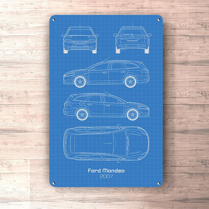 Ford Mondeo Turier 2007 Blueprint Skilte, Musemåtte, Dørmåtte , Plakat-Blueprint-Ford-Garage Culture Shop- garage - man cave - merchandise