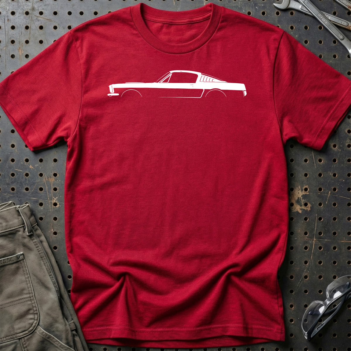 
Ford Mustang 1965-1966 Silhuet T-Shirt – Rød