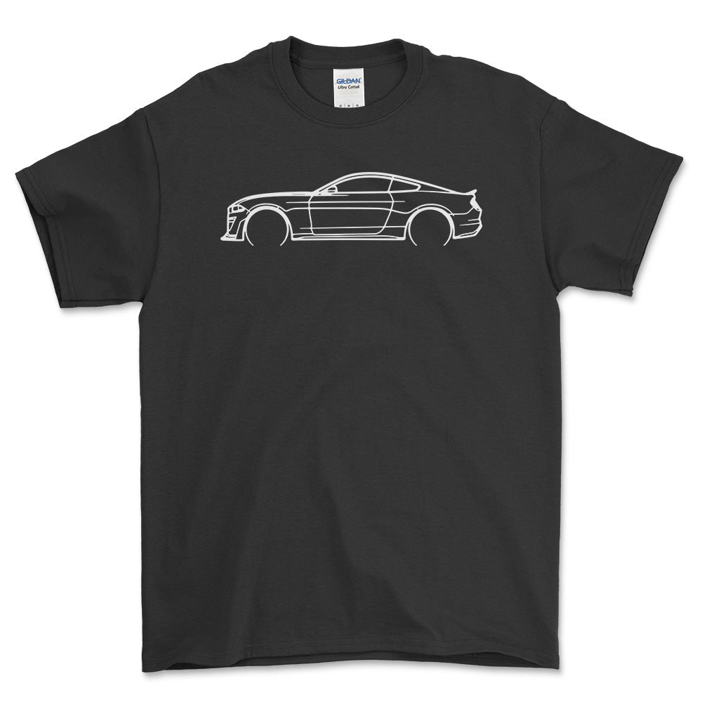 Ford Mustang 2021 Outline - Unisex T-Shirt , Bomuld-Beklædning-Ford-Sort-S-Garage Culture Shop- garage - man cave - merchandise