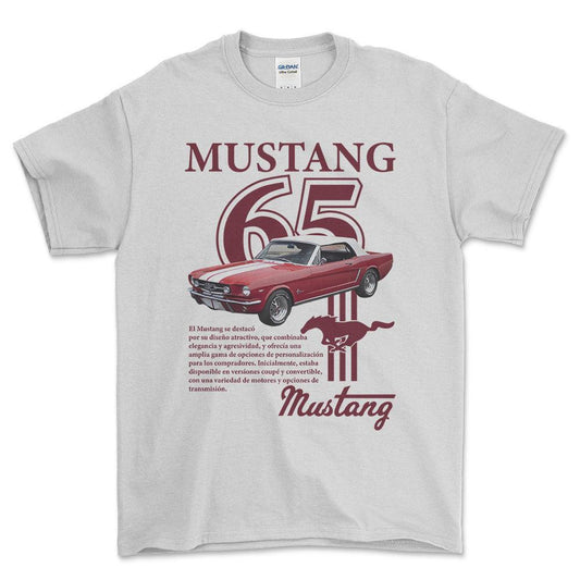 Ford Mustang 65 - Unisex T-Shirt , Bomuld (Copy)-Beklædning-Ford-Hvid-S-Forside-Garage Culture Shop- garage - man cave - merchandise