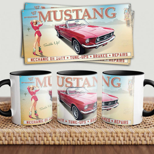 Ford Mustang 67 "To Toner" Vintage Keramisk Krus-Krus-Ford-Garage Culture Shop- garage - man cave - merchandise