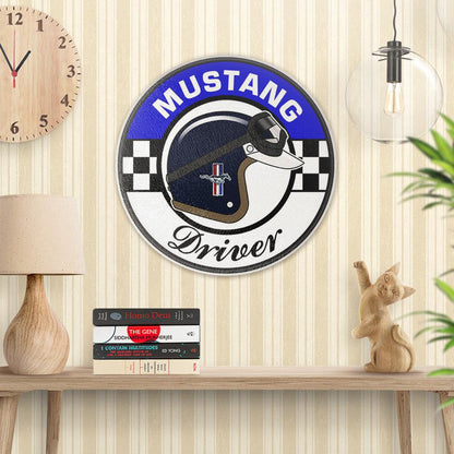Ford Mustang Driver Runde Skilte , Musemåtte Rundt , Kop Underlag, Underlagssæt-Runde Skilte-Ford-Garage Culture Shop- garage - man cave - merchandise