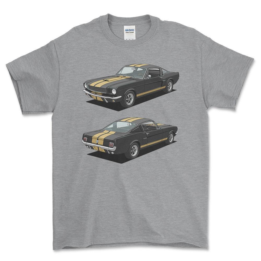 Ford Mustang Fastback Shelby GT350H Tribute 1965 - Unisex T-Shirt-Beklædning-Ford-Grå Sport-S-Forside-Garage Culture Shop- garage - man cave - merchandise