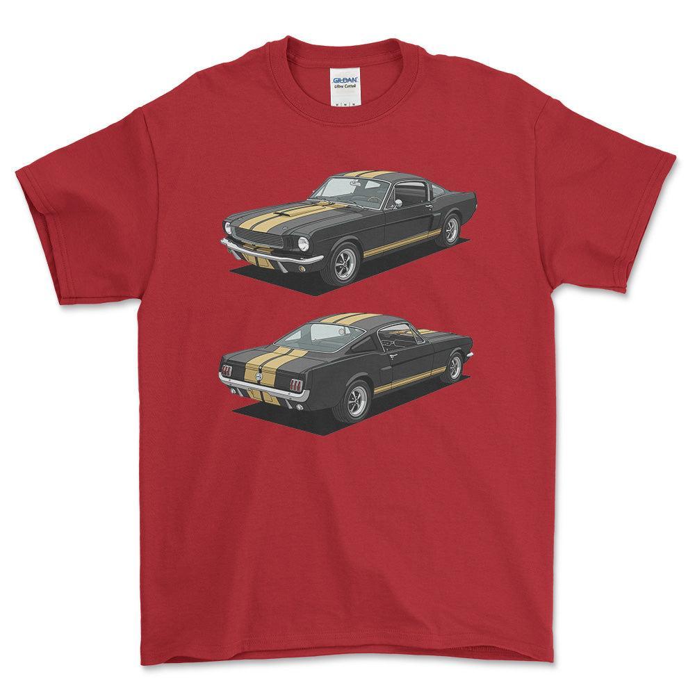 Ford Mustang Fastback Shelby GT350H Tribute 1965 - Unisex T-Shirt-Beklædning-Ford-Rød-S-Forside-Garage Culture Shop- garage - man cave - merchandise