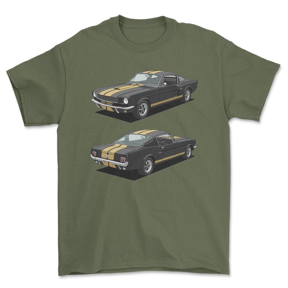 Ford Mustang Fastback Shelby GT350H Tribute 1965 - Unisex T-Shirt-Beklædning-Ford-Grøn Militær-S-Forside-Garage Culture Shop- garage - man cave - merchandise