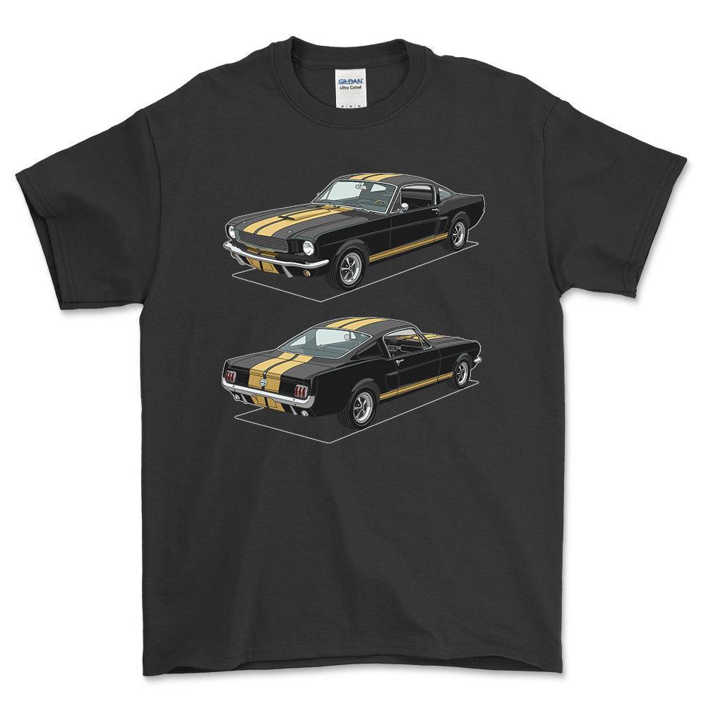 Ford Mustang Fastback Shelby GT350H Tribute 1965 - Unisex T-Shirt-Beklædning-Ford-Sort-S-Forside-Garage Culture Shop- garage - man cave - merchandise