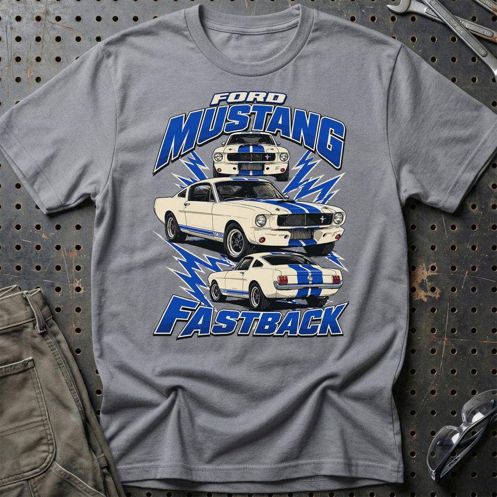 Ford Mustang Fastback T-Shirt-Beklædning-Ford-Grå Sport-S-Garage Culture Shop- garage - man cave - merchandise