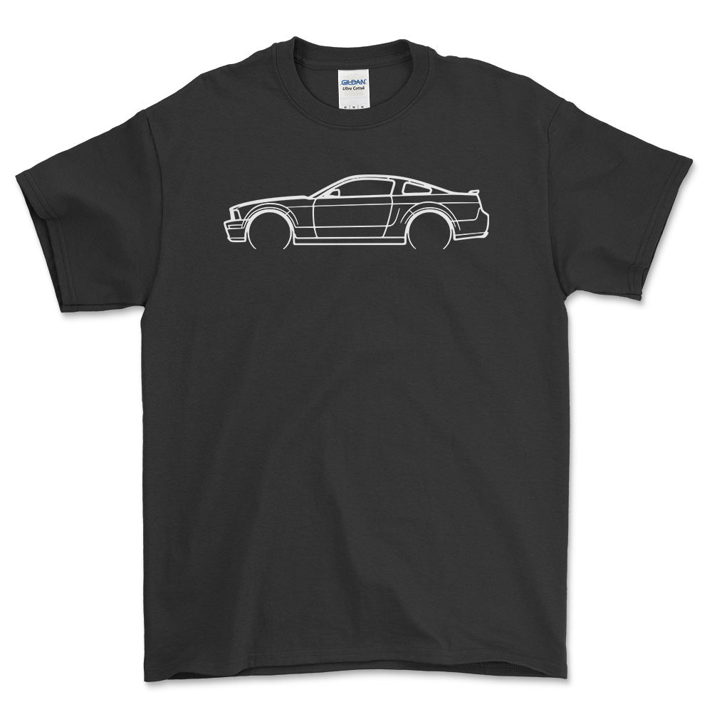 Ford Mustang GT 2005 Outline - Unisex T-Shirt , Bomuld-Beklædning-Ford-Sort-S-Garage Culture Shop- garage - man cave - merchandise