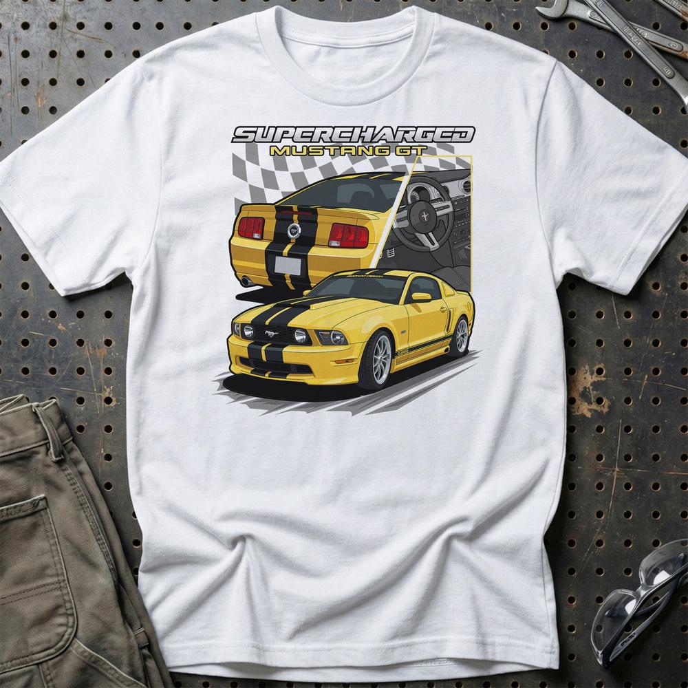 Ford Mustang GT Fast And Furios Cars T-Shirt-Beklædning-Ford-Hvid-S-Garage Culture Shop- garage - man cave - merchandise