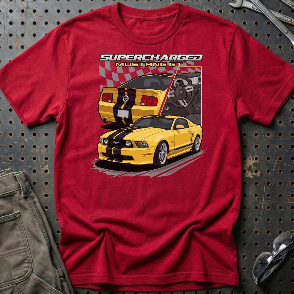 Ford Mustang GT Fast And Furios Cars T-Shirt-Beklædning-Ford-Rød-S-Garage Culture Shop- garage - man cave - merchandise