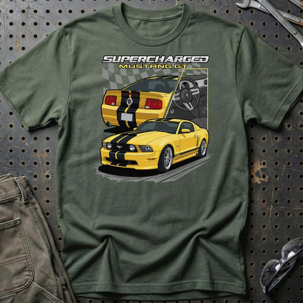 Ford Mustang GT Fast And Furios Cars T-Shirt-Beklædning-Ford-Grøn Militær-S-Garage Culture Shop- garage - man cave - merchandise