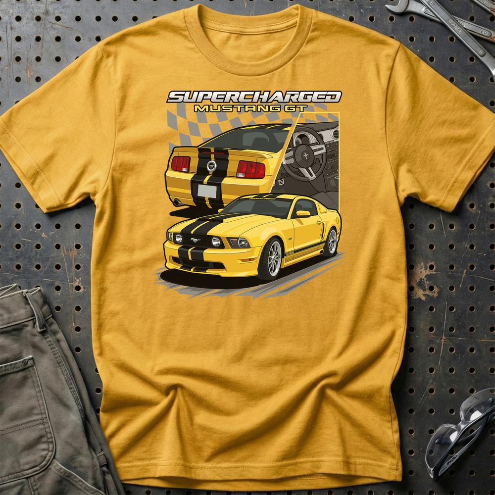 Ford Mustang GT Fast And Furios Cars T-Shirt-Beklædning-Ford-Guld-S-Garage Culture Shop- garage - man cave - merchandise