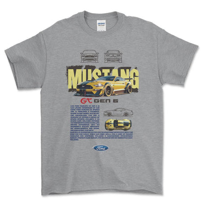 Ford Mustang GT - Unisex T-Shirt , Bomuld-Beklædning-Ford-Grå Sport-S-Forside-Garage Culture Shop- garage - man cave - merchandise