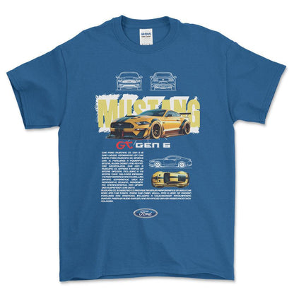 Ford Mustang GT - Unisex T-Shirt , Bomuld-Beklædning-Ford-Blå Royal-S-Forside-Garage Culture Shop- garage - man cave - merchandise
