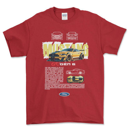 Ford Mustang GT - Unisex T-Shirt , Bomuld-Beklædning-Ford-Rød-S-Forside-Garage Culture Shop- garage - man cave - merchandise