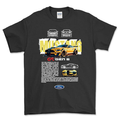 Ford Mustang GT - Unisex T-Shirt , Bomuld-Beklædning-Ford-Sort-S-Forside-Garage Culture Shop- garage - man cave - merchandise