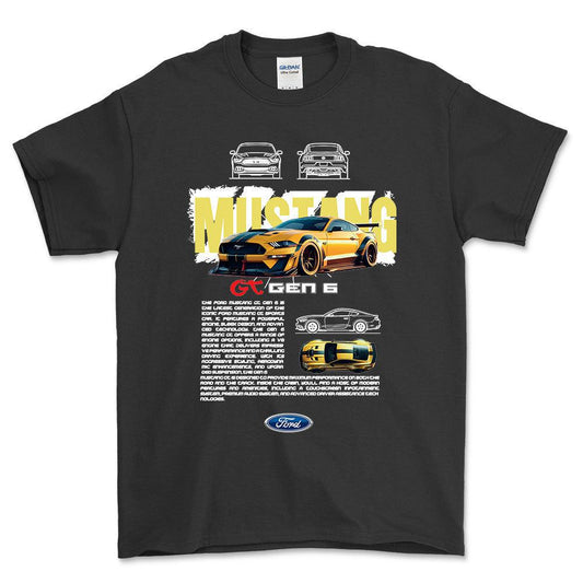 Ford Mustang GT - Unisex T-Shirt , Bomuld-Beklædning-Ford-Sort-S-Forside-Garage Culture Shop- garage - man cave - merchandise