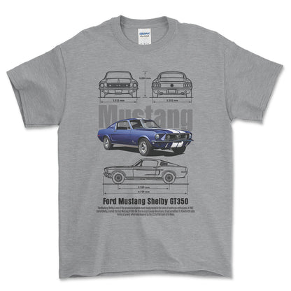 Ford Mustang GT350 - Unisex T-Shirt , Bomuld-Beklædning-Ford-Grå Sport-S-Forside-Garage Culture Shop- garage - man cave - merchandise