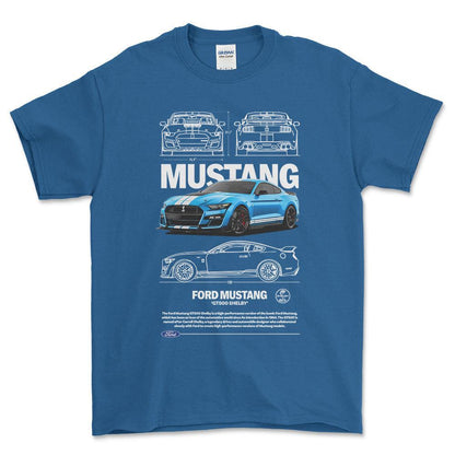 Ford Mustang GT500 - Unisex T-Shirt , Bomuld-Beklædning-Ford-Blå Royal-S-Forside-Garage Culture Shop- garage - man cave - merchandise
