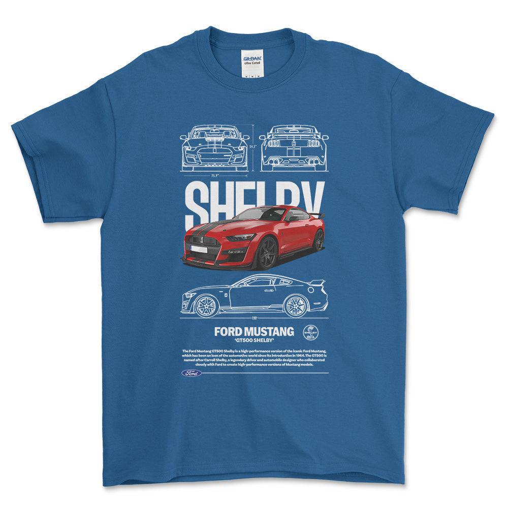 Ford Mustang GT500 - Unisex T-Shirt , Bomuld-Beklædning-Ford-Blå Royal-S-Forside-Garage Culture Shop- garage - man cave - merchandise